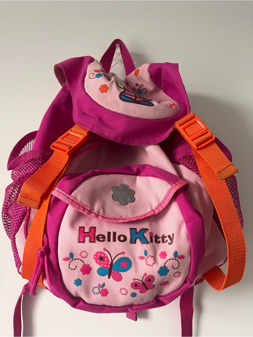 VTG 2005 Sanrio Hello Kitty Mini Backpack Pink & Orange | Y2K | Flap Bag Flaws